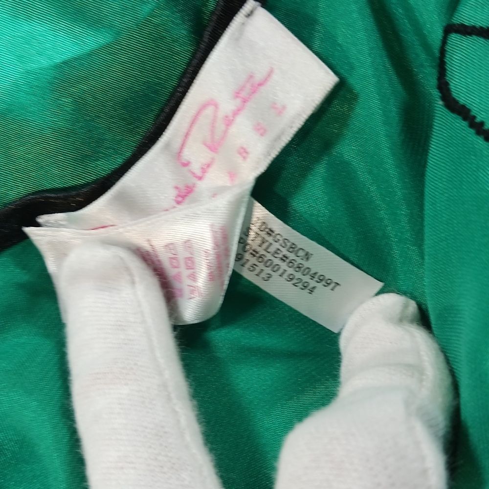 VNTG Oscar de la Renta Green Satin Slip Dress Plunging Neckline Woman 36 Chest.. - Picture 5 of 9